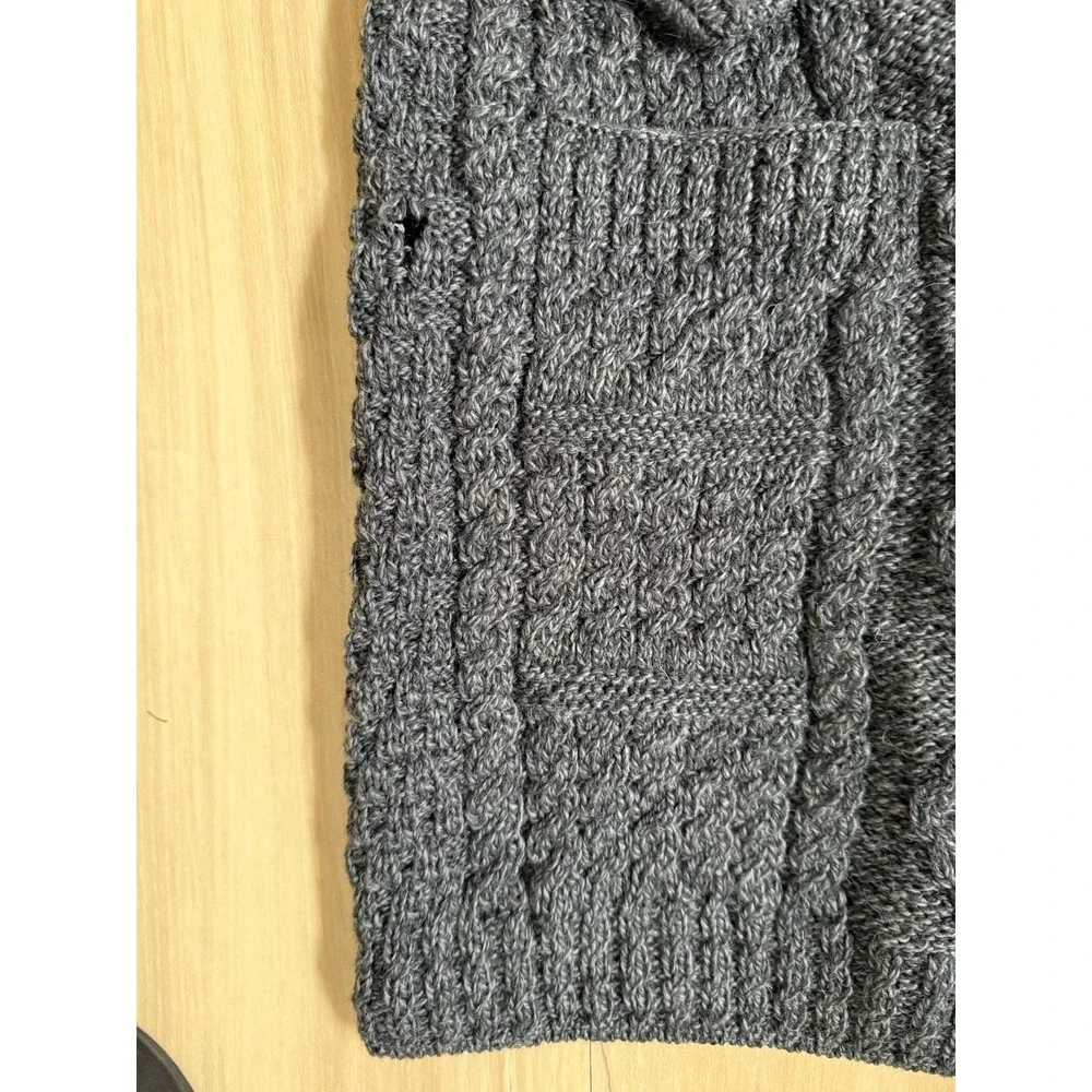 Aran Sweater Market Sweater Womens XXL Gray Cable Knit Hooded Cardigan Ireland